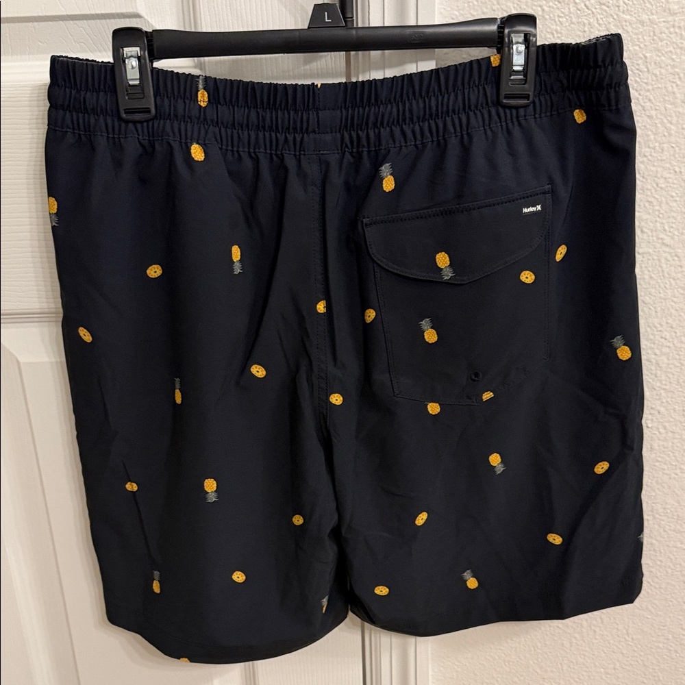 Hurley Black Swim Shorts with Yellow Pineapple Print - Picture 2 of 3